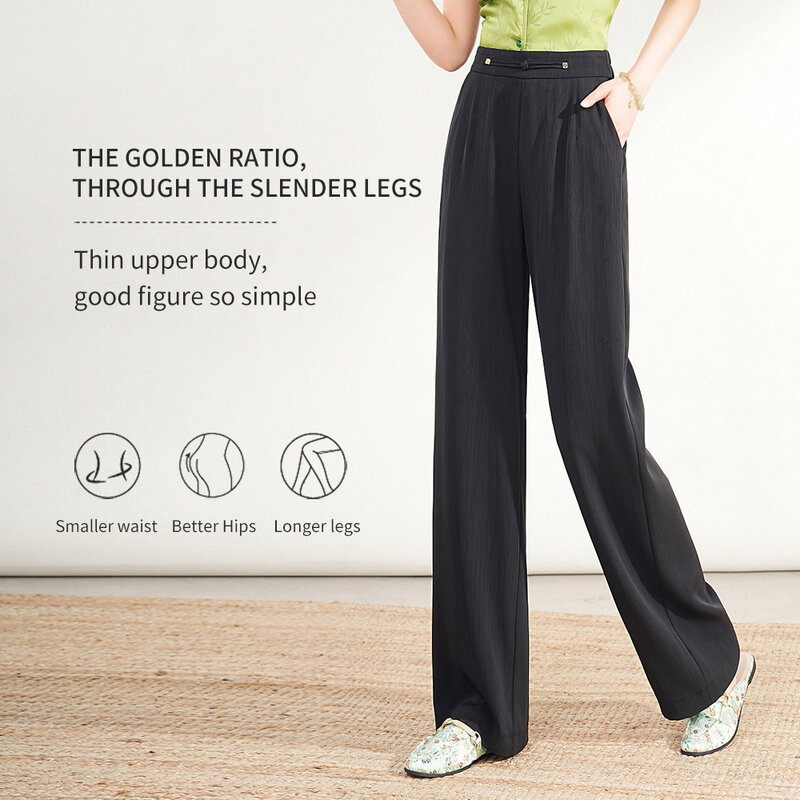 Pantalones informales de cintura alta para mujer, ropa femenina, 2024