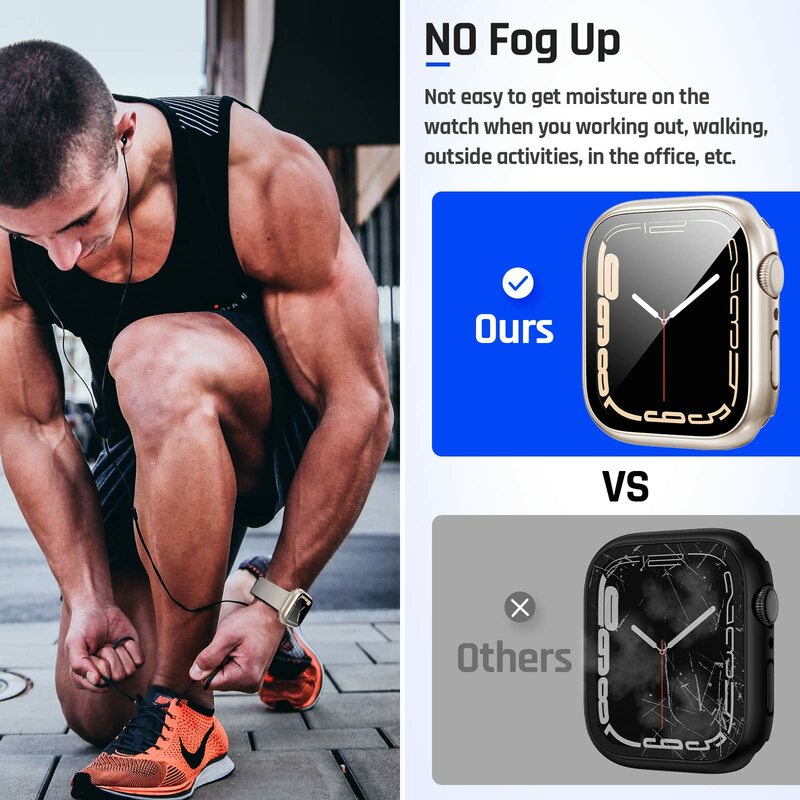 Waterproof Case For Apple Watch 45mm 41mm 40mm 44mm Protector Film 360 Full Glass Upgrade to Ultra 49mm for iWatch Series 9 8 7