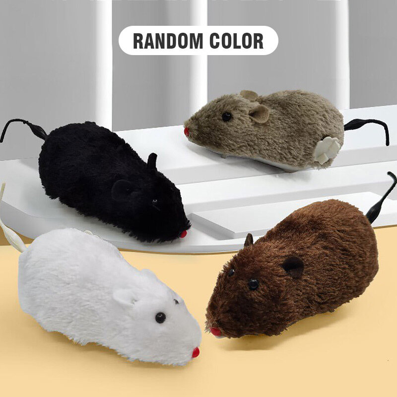 Simulation of Wind Up Plush Mouse Can Jump Tail Pet Cat Toy for Cats Squeak Wind-Up Plush Mouse Toys for Kids Toddler Gifts