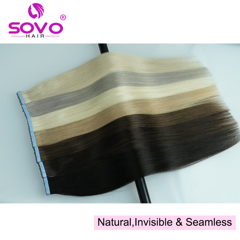 Накладные волосы SOVO, 100% натуральные волосы, европейские прямые светлые волосы