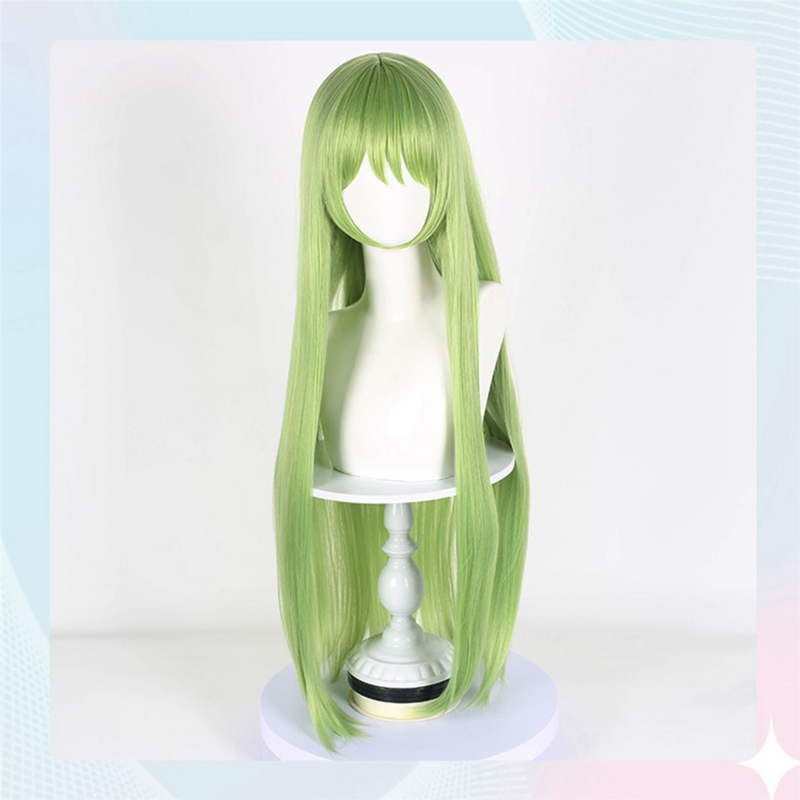 Grama verde peruca longa reta peruca de fibra sintética, Fox Demon Matchmaker, peruca trançada para Anime Cosplay