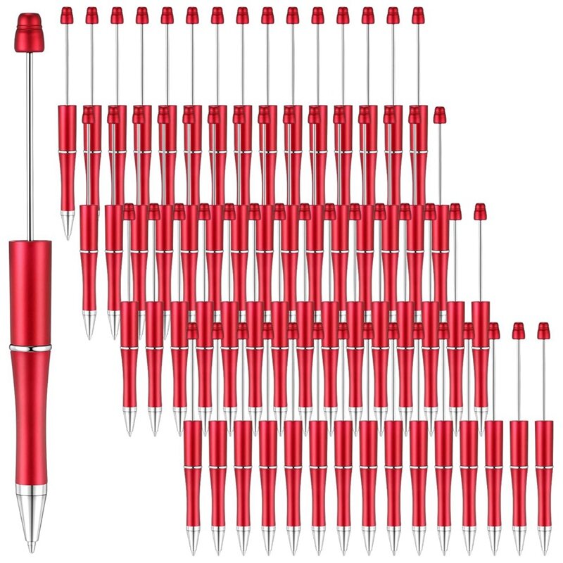 60 Pcs Beadable Pens Bulk Bead Pen Cute Cool DIY Pens Black Ink Ballpoint Pens For Kids Girls Students Teacher