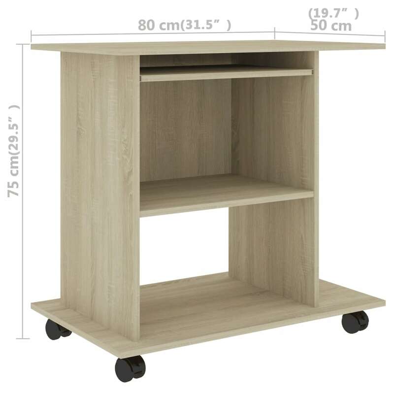 Mesa do computador sonoma carvalho 31.5 "x 19.7" x 29.5 "engenharia de madeira estudo mesa de escritório em casa móveis