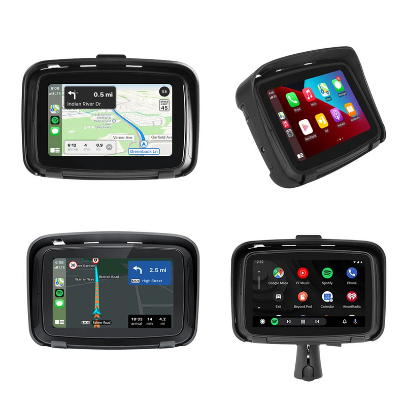 5 Inch Di Động Đồng Hồ Định Vị GPS Xe Máy Chống Nước Carplay Màn Hình Xe Máy Không Dây Android Tự Động IPX7 GPS Màn Hình Apple