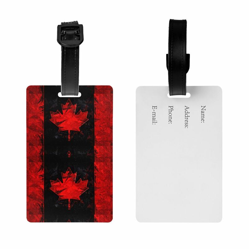 Etiqueta de equipaje con bandera de Canadá, etiqueta de equipaje patriótica canadiense personalizada, cubierta de privacidad, tarjeta de identificación con nombre