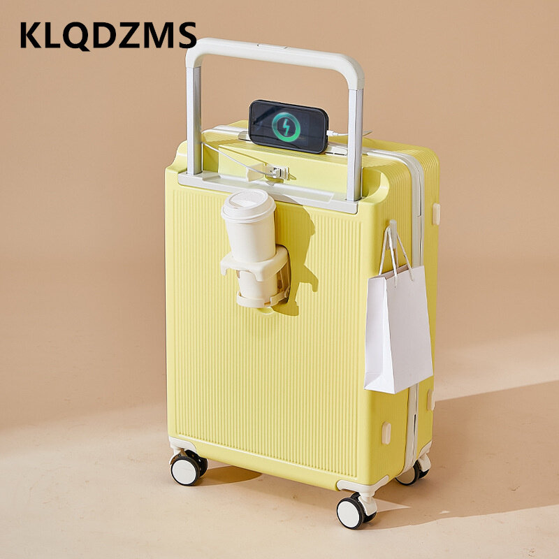 Klqdzms-女性、ローリングスーツケース、ワイドトロリー、ボードボックス、新しい、20 "、22" 、24 "、26" 用の多機能厚手のラゲッジケース
