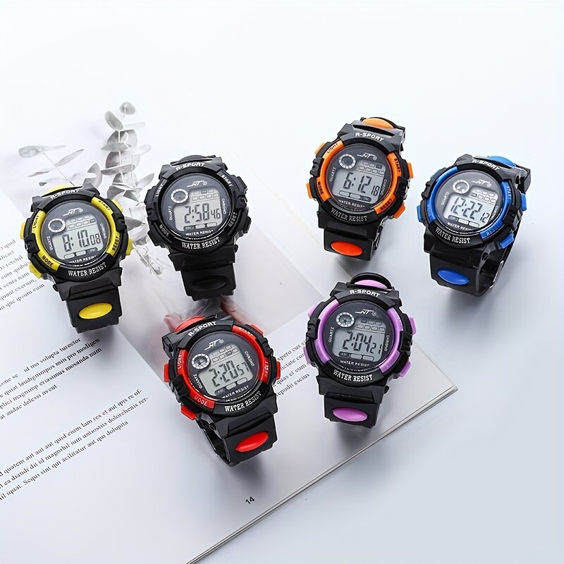 Модные спортивные электронные часы, многофункциональные часы с календарем и будильником, цветные светящиеся электронные часы