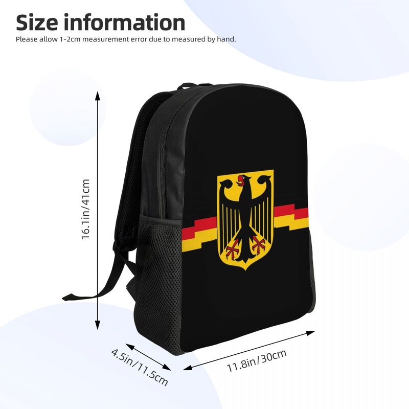 กระเป๋าเป้สะพายหลังลายนกอินทรีเยอรมันสำหรับผู้หญิงกระเป๋านักเรียนกันน้ำผู้ชายโรงเรียนธงเยอรมนี