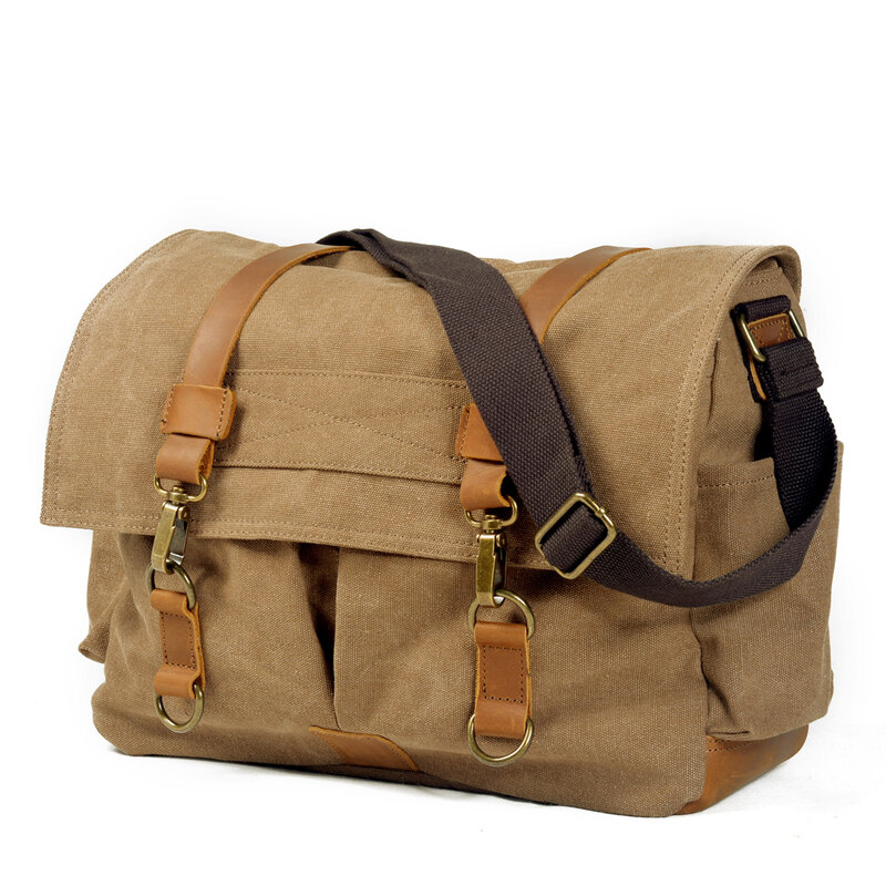 New canvas bag men's diagonal bag leisure riding shoulder bag tooling large capacity outdoor messenger bag