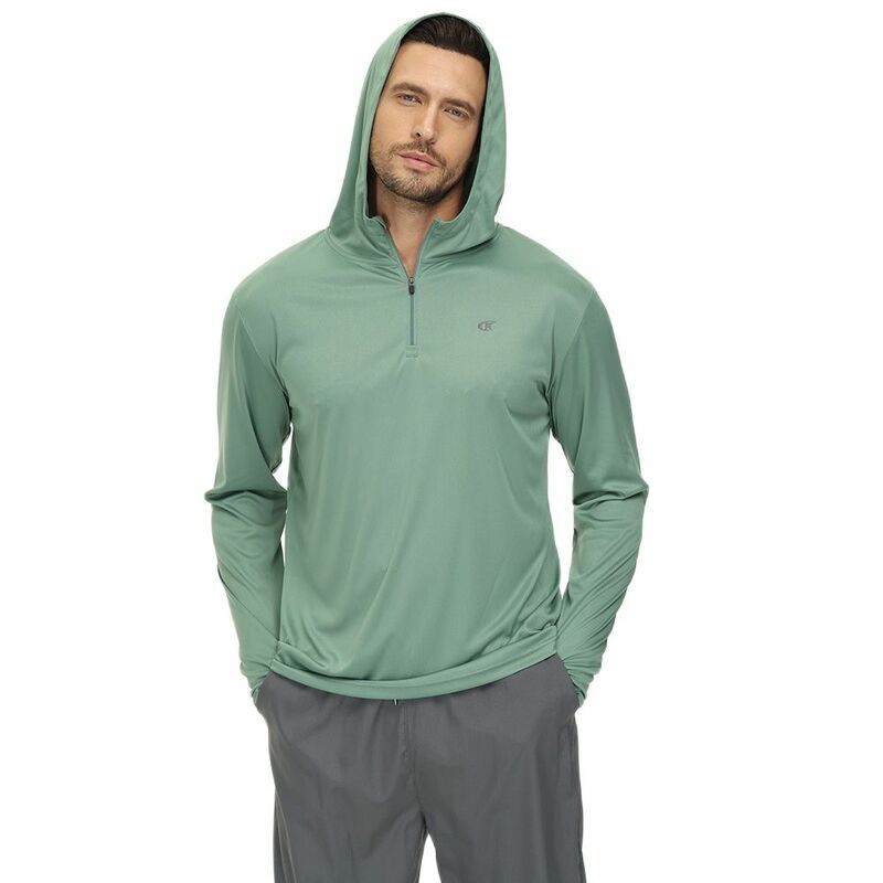 Männer Langarmhemd bis 50 Haut ausschlag Schutz Schwimm hemd sportlichen Hoodie Angeln Wandern Workout Kühlung T-Shirt schnell trocknende Hemden mit Reiß verschluss