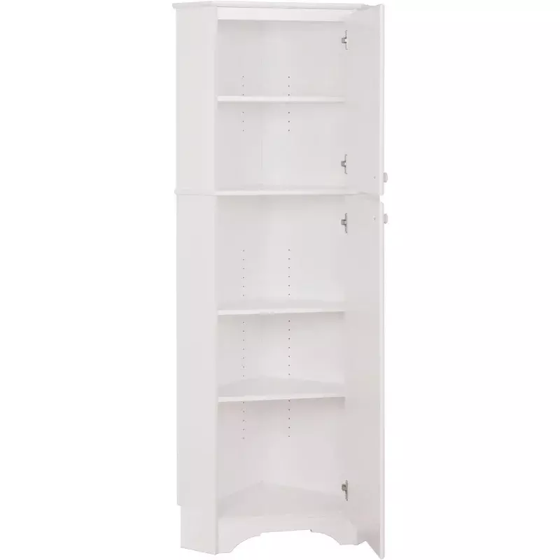 Prepac Elite 29.25" Corner Cabinet with Two Doors, Tall White Storage Cabinet, Corner Cabinet with Doors, Corner Bathroom Cabine