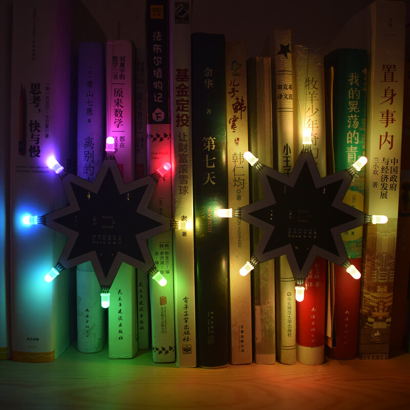 Цветная светодиодная восьмиугольная звезда в форме рождественской елки, украшение, музыкальная шкатулка, электронный орган, клавиатура, сделай сам, Набор для изготовления электроники