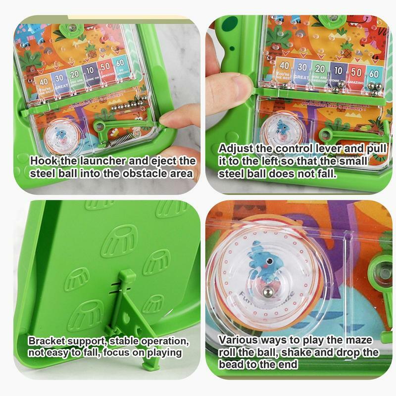 Handheld Pinball Game Cute Cartoon Pinball Machine Toy Handheld Games Fidget Toys For Travel For Kids & Adults Indoor Game Room