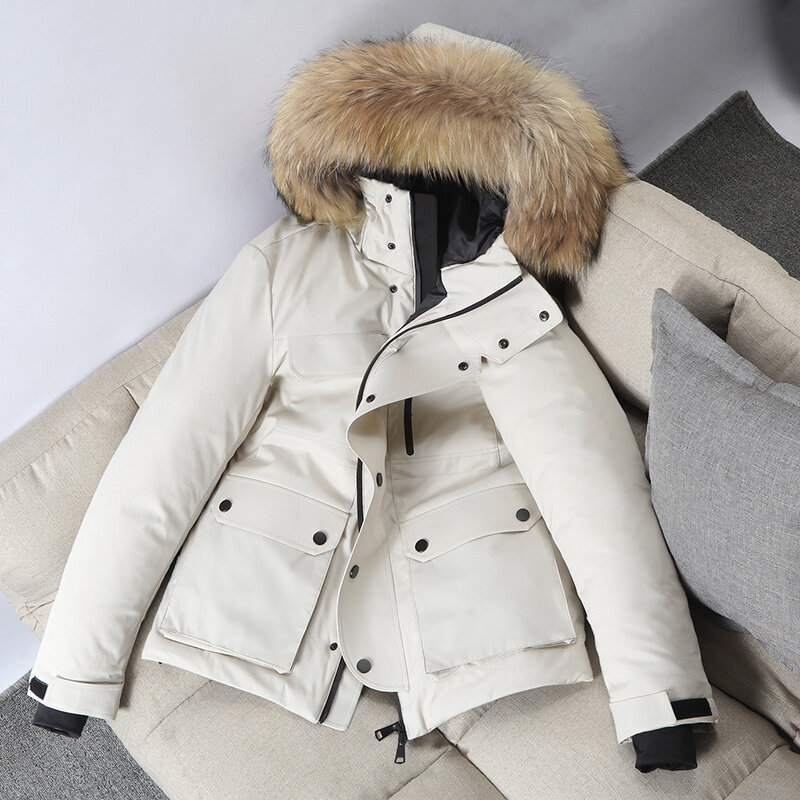 남성용 화이트 덕 다운 재킷, 두꺼운 따뜻한 파카, 후드 트렌치 코트, 풀 사이즈 M-XXXL, 패션, 겨울, 2024 신상