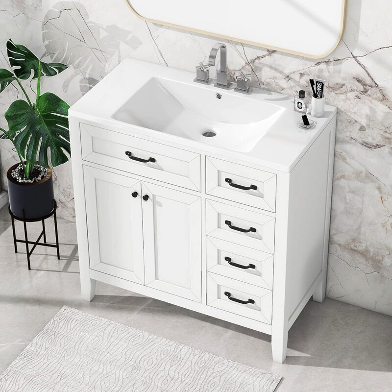 Bathroom Vanity with Sink, Bathroom Storage Cabinet with 3 Drawers, Wood Bathrooms Vanity Set, 36" Bathroom Vanity with Sink