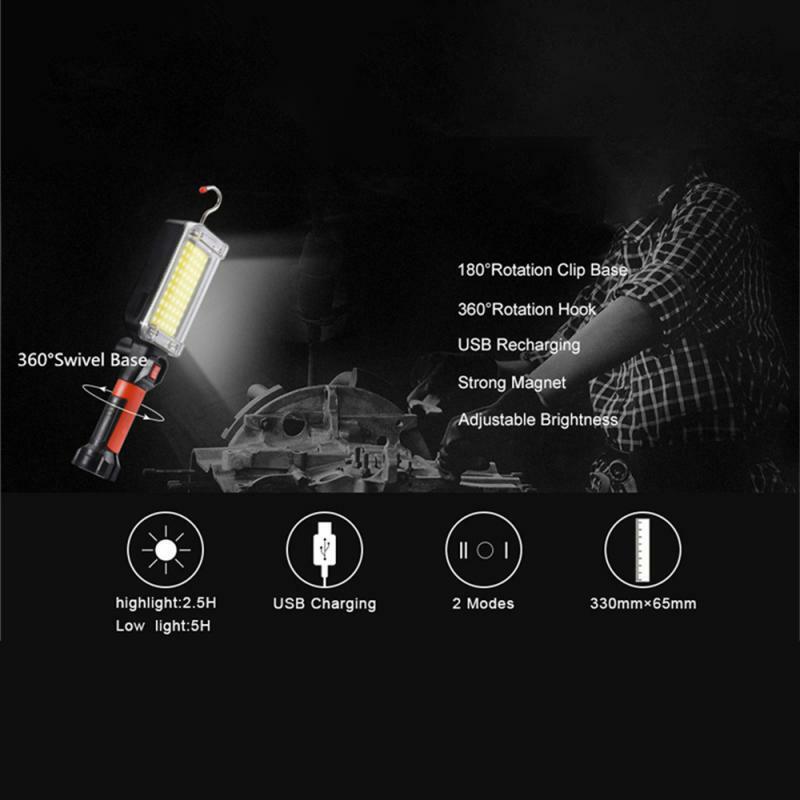 Cob Work Light Portable Cob For Outdoor Camping Camping Lantern Usb Rechargeable Emergency Flashlight Waterproof