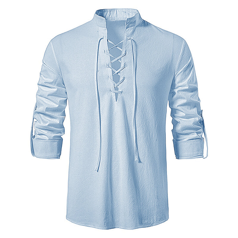 Blusa informal de lino y algodón para hombre, camisa de manga larga con solapa inclinada, Estilo Vintage para Yoga, primavera y otoño, novedad de 2023