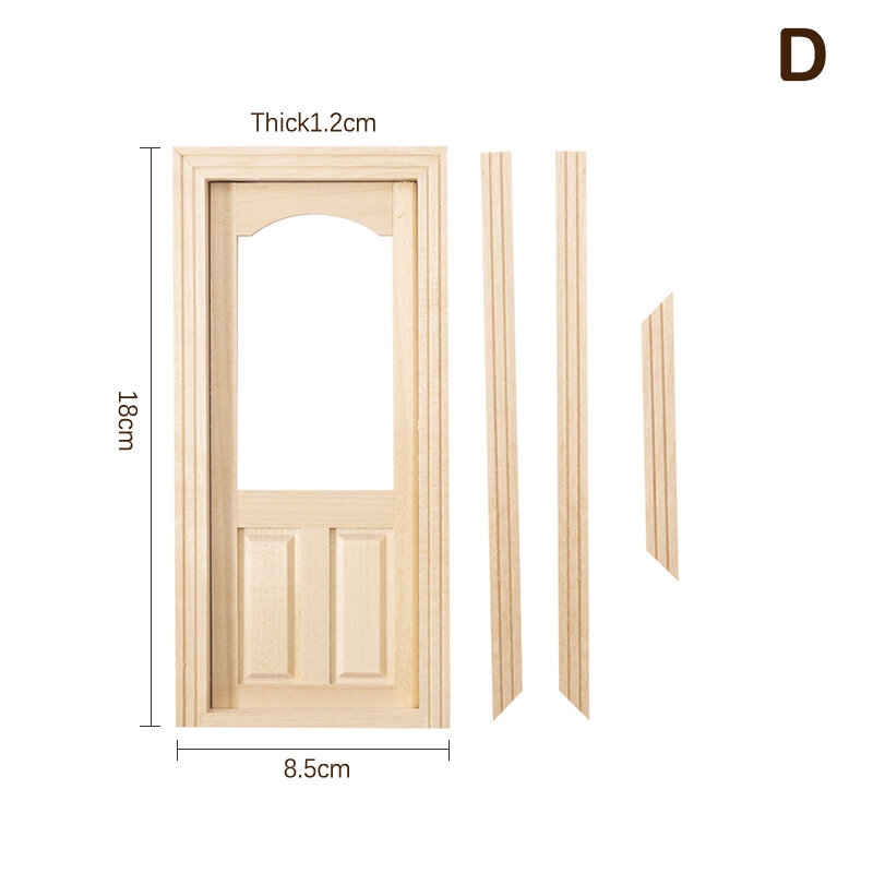 Mouse 1/12 Pintu untuk Miniatur Skala Dinding Pintu Kayu Interior DIY Aksesori Rumah Boneka Furnitur Rumah Boneka