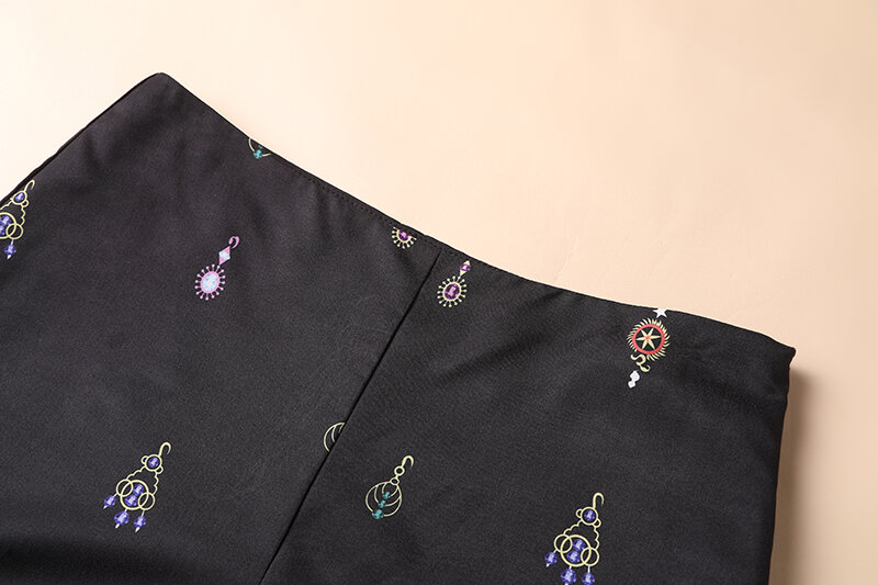 Conjunto de diseñador de pasarela para mujer, camiseta y falda estampadas de alta calidad, 2023, NP1959N