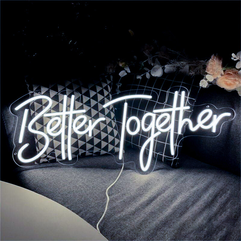 Better Together Neon Led Sign Wedding Decor Party Neon Sign LED Lights Bedroom Room Decor Wall Mr Mrs Just Married Neon Lights