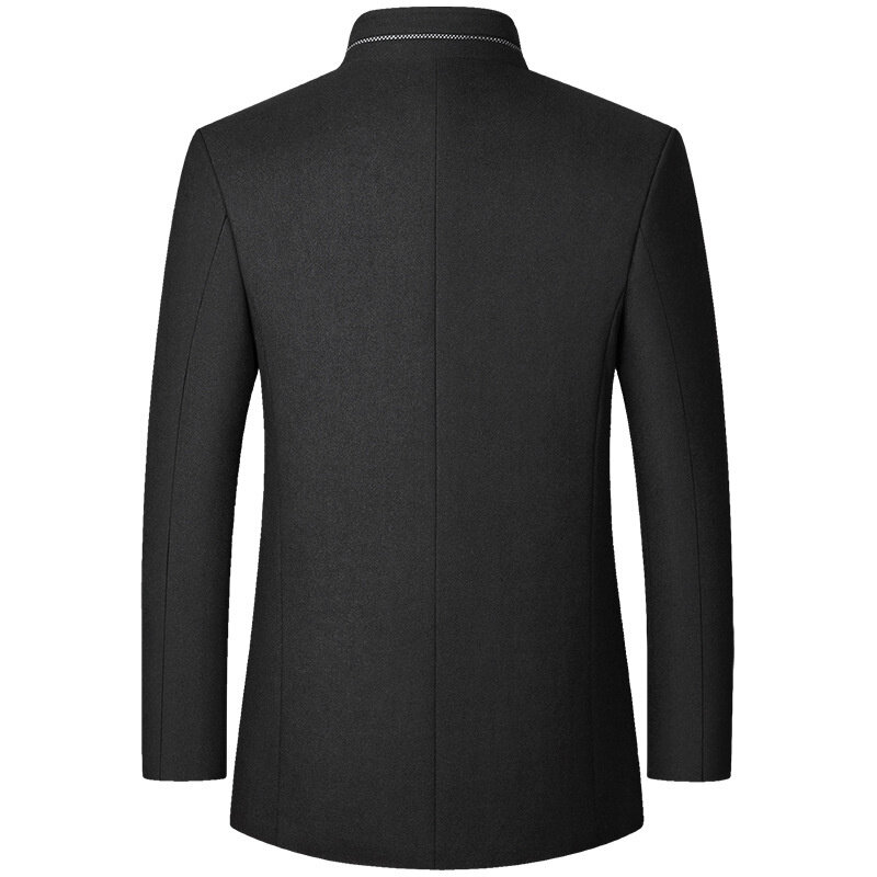 Abrigo de mezcla de lana para hombre, chaqueta gruesa y cálida con cuello levantado, moda de invierno, #39S