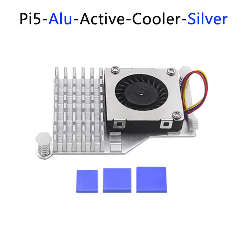 Pi5 Radiator logam kipas pendingin aktif Raspberry Pi 5 pilihan Heatsink murni tembaga/Aluminum-perak/Aluminum-hitam
