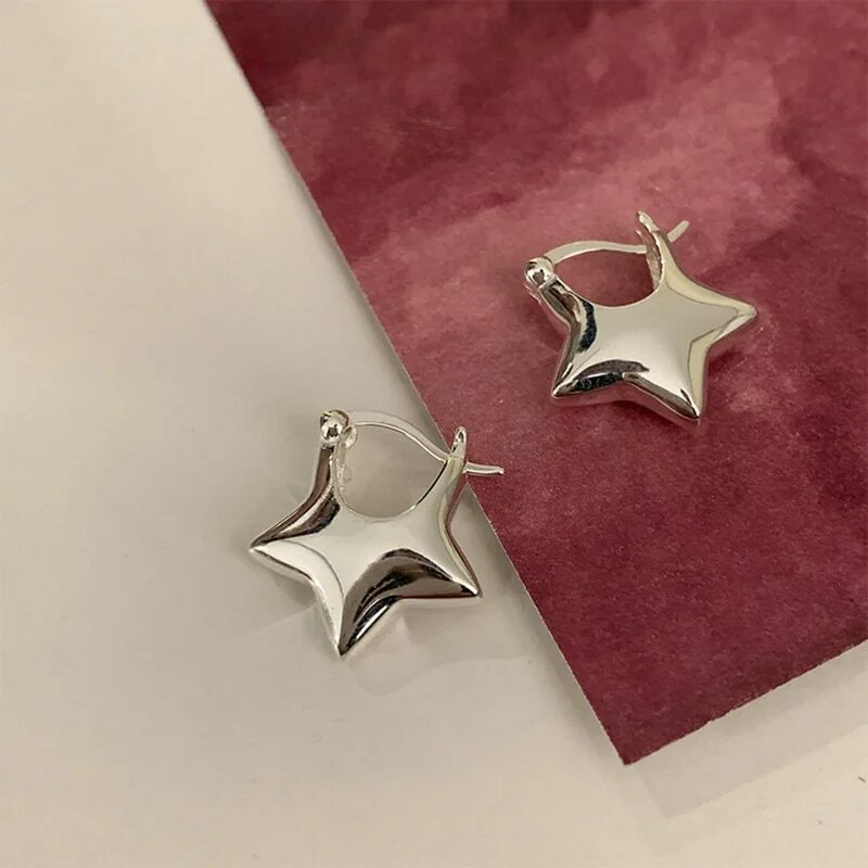 925 Sterling Silver Vintage Simpe Star Earrings For Women Trendy Earring Jewelry Prevent Allergy Party Accessories Gift