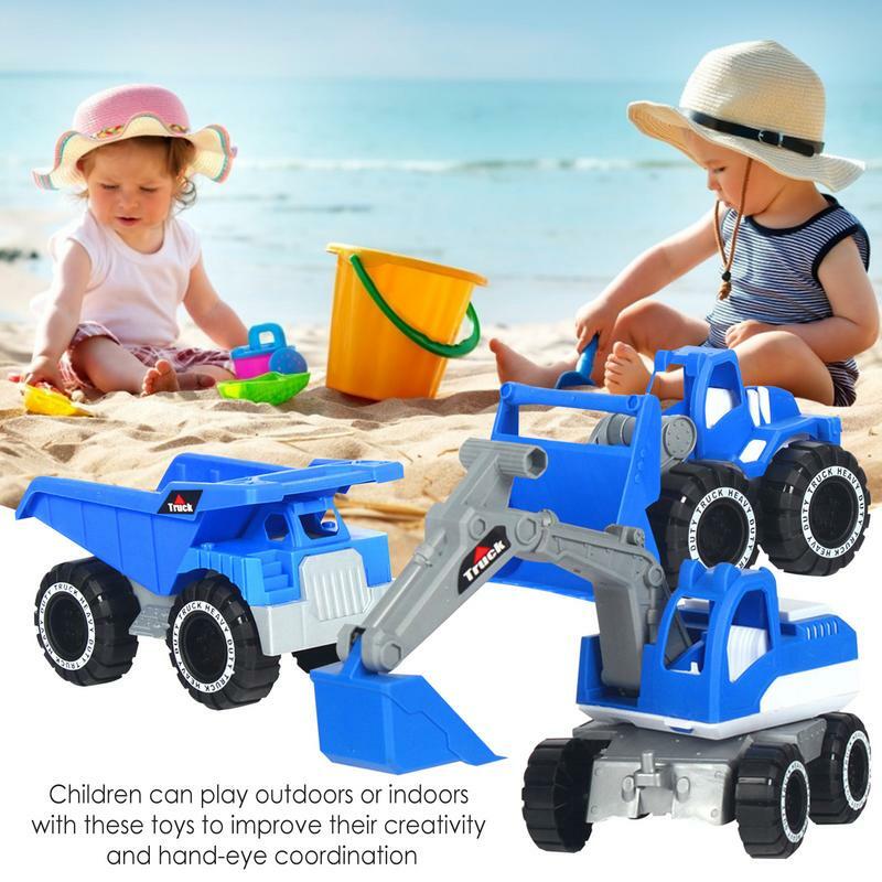 子供のための掘削機玩具,建設トラック,エンジニアリング車両,砂のおもちゃ,ビーチバンカー,3個