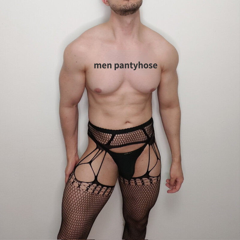 Kruis Kousenband Panty Voor Mannelijke Panty Sexy Man Mannen Dij Hoge Kousen Man Fetish Lingerie Plus Size Visnet Kousen