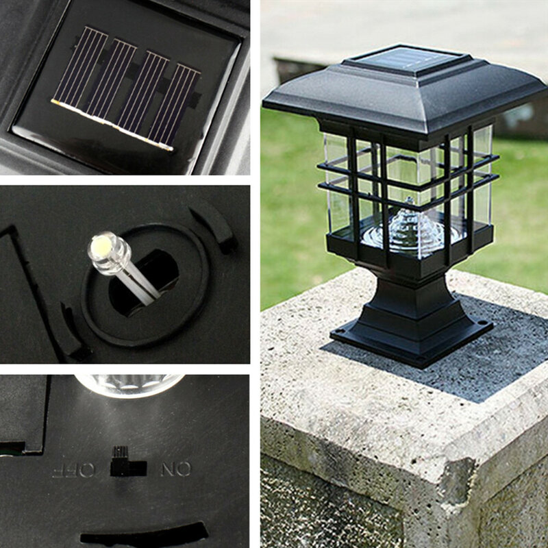 LED Solar Light Column Head Light Outdoor Solar Lamp Energy saving Waterproof Solar Powered Sunlight for Garden Decoration