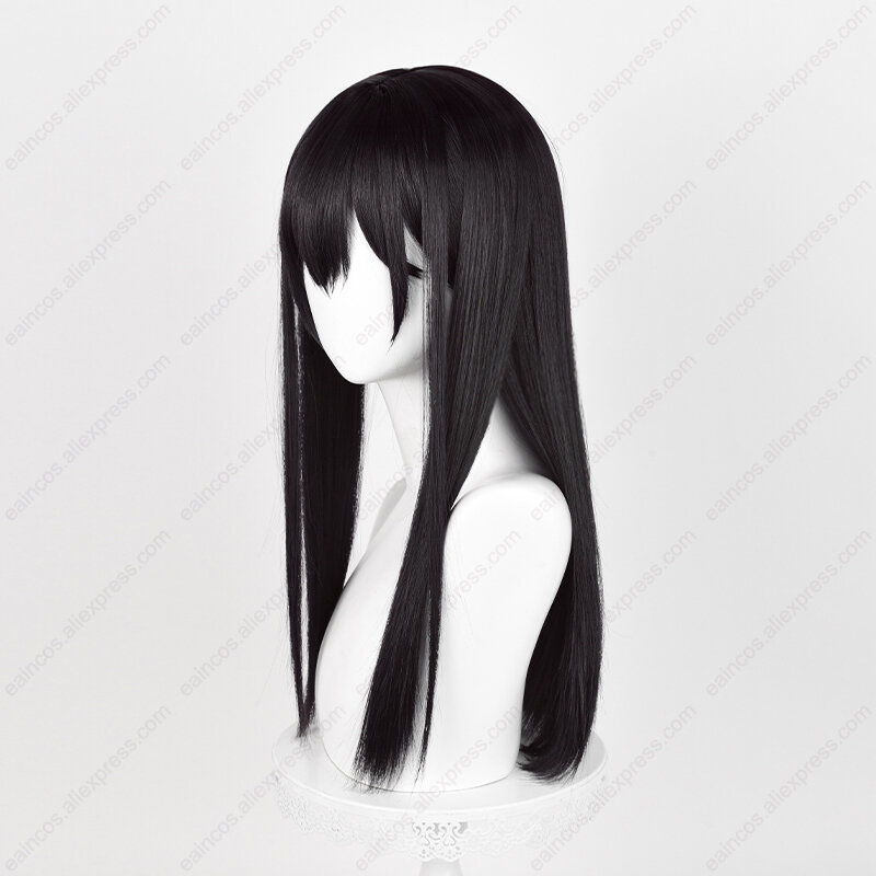 Anime Mei Aihara Cosplay Pruik 53Cm Lange Rechte Zwartbruine Pruiken Hittebestendig Synthetisch Haar