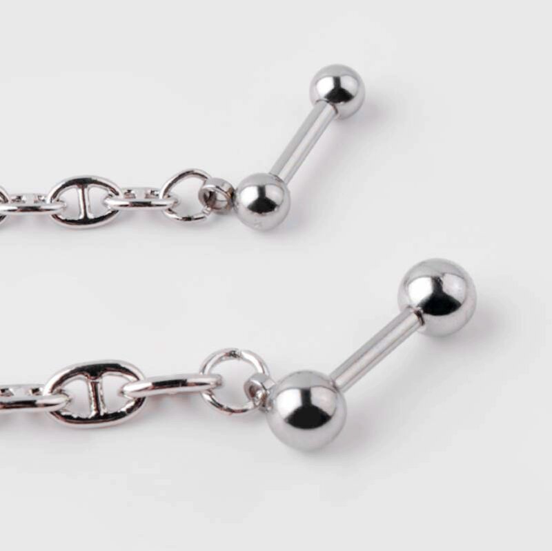 Punk design brincos de aço inoxidável para hélice piercing 20g lóbulo tragus jóias 16g cartilagem corrente studs brincos pierc na orelha