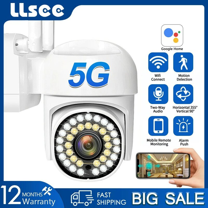 LLSEE 5G 3MP واي فاي كاميرا IP لاسلكية في الهواء الطلق مقاوم للماء للرؤية الليلية Icctv CCTV كاميرا مراقبة كشف جسم الإنسان