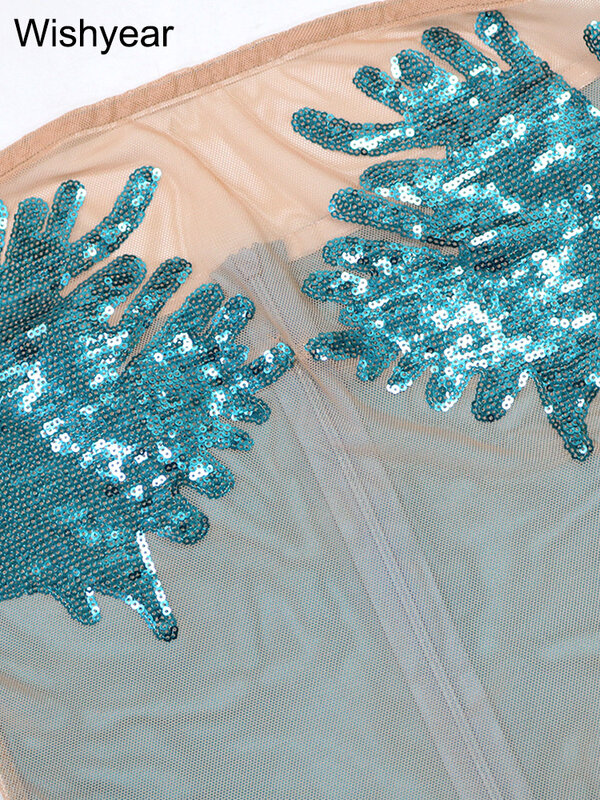Элегантный Облегающий комбинезон, сетчатый прозрачный комбинезон с блестками в стиле пэчворк, цельные костюмы для дня рождения, женская летняя одежда для ночного клуба