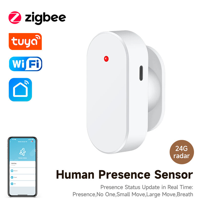 Zigbee Tuya detektor kehadiran manusia, Sensor PIR tubuh manusia pintar 24 detektor Radar Sensor gerakan mendukung asisten rumah
