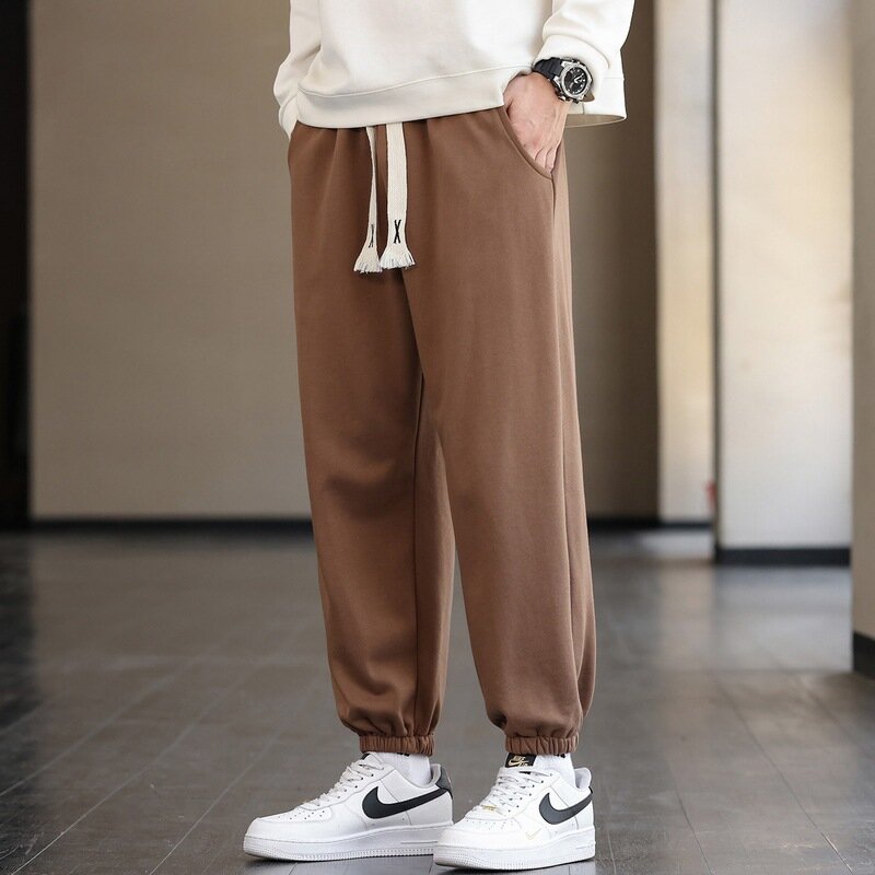 Мужские хлопковые свободные брюки-джоггеры, повседневные мешковатые спортивные штаны-шаровары на шнуровке в Корейском стиле, Y2k, 2024