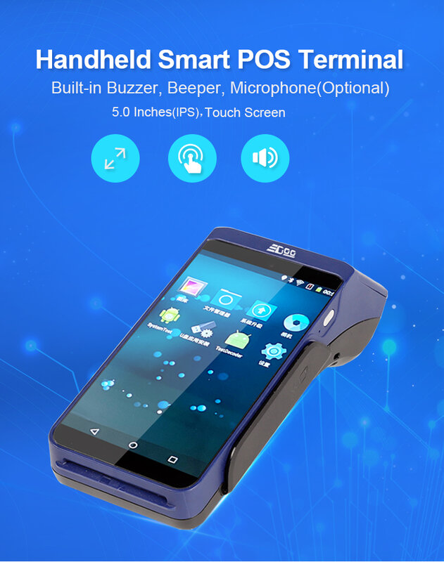 휴대용 안드로이드 모바일 와이파이 GPS 프린터, POS 시스템, NFC 4G 결제 금전 등록기, POS 터미널 프린터 및 스캐너