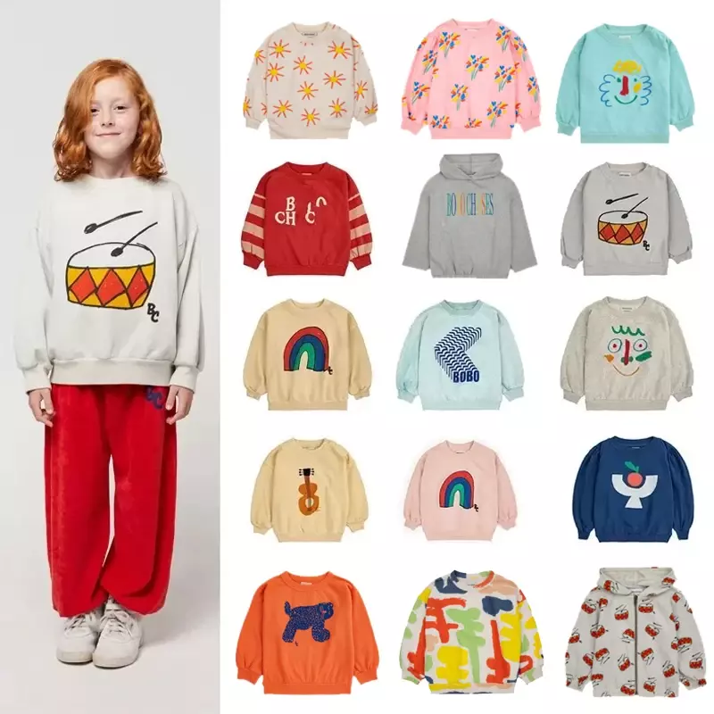 Sudadera con capucha para niños y niñas, suéter informal de algodón con estampado de dibujos animados, ropa de primavera, Bobo, 2024