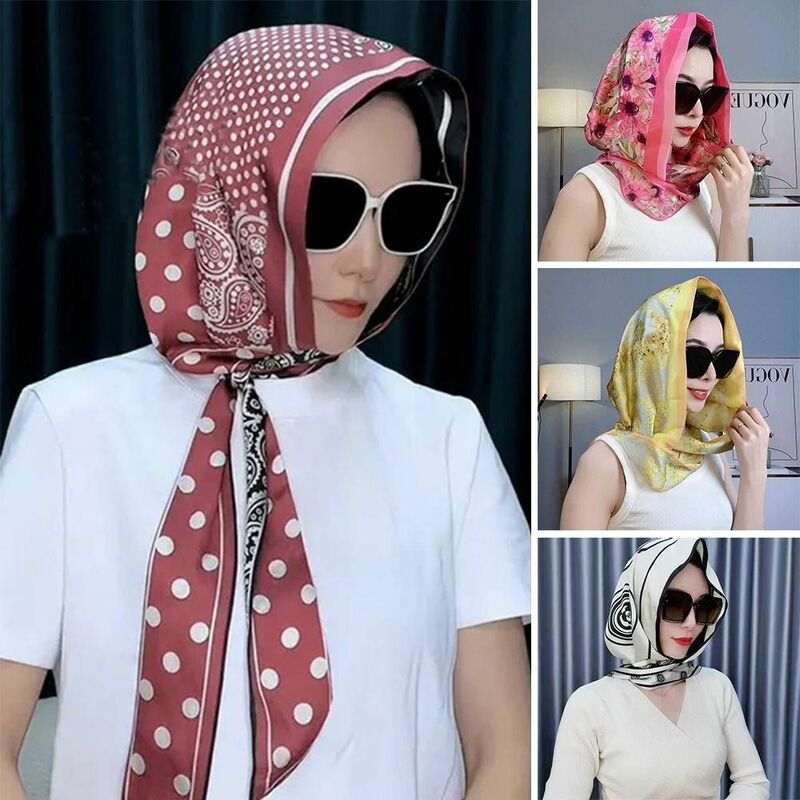 Turbante de seda muçulmano para mulheres, resistente ao sol, chapéu Baotou respirável, boné hijab macio, simulação de verão
