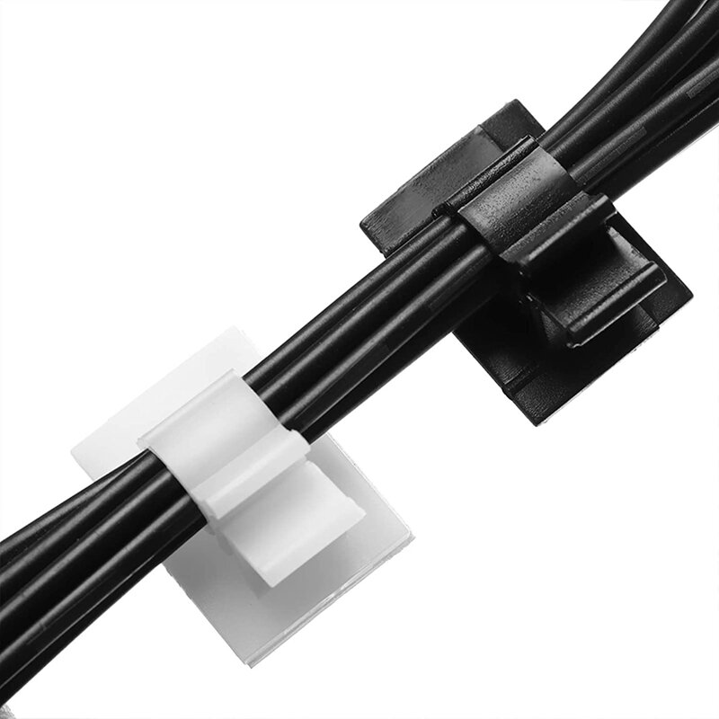 100Pc samoprzylepny kabel zaciski przewód doprowadzeniowy kabel z zaciskami uchwyt na krawat zarządzanie organizator do przewodów kablowym do samochodu