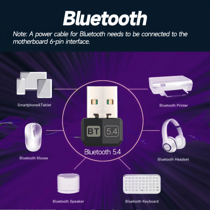 Adaptador Dongle USB Bluetooth 5,4 5,1 para PC, altavoz, ratón inalámbrico, teclado, música, receptor de Audio, transmisor, unidad gratis