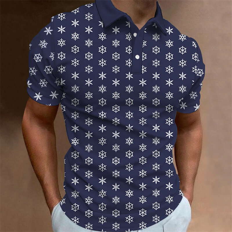 남성용 반팔 앵커 패턴 폴로 셔츠, 캐주얼 반팔 단추 라펠 폴로 티셔츠, 패션 디자이너 의류