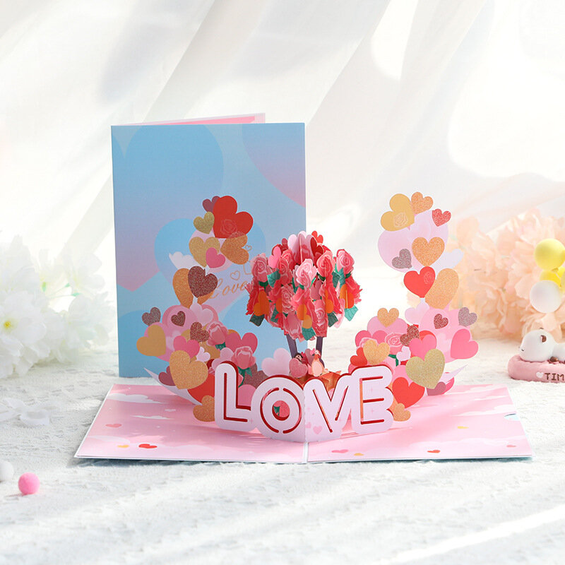 Трехмерная поздравительная открытка 3D на День святого Валентина, креативная Романтическая любовь, праздничная поздравительная открытка 520