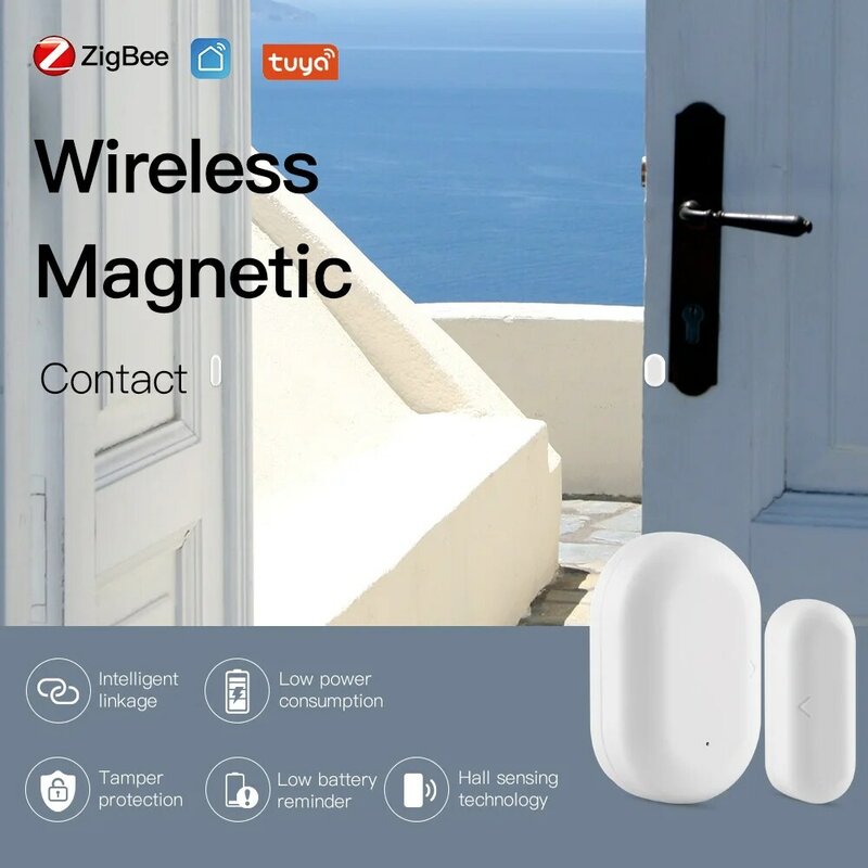 Tuya ZigBee Smart Window Door Gate Sensor Detector Smart Home Security Alarm System Smart Life Tuya App Remote Control