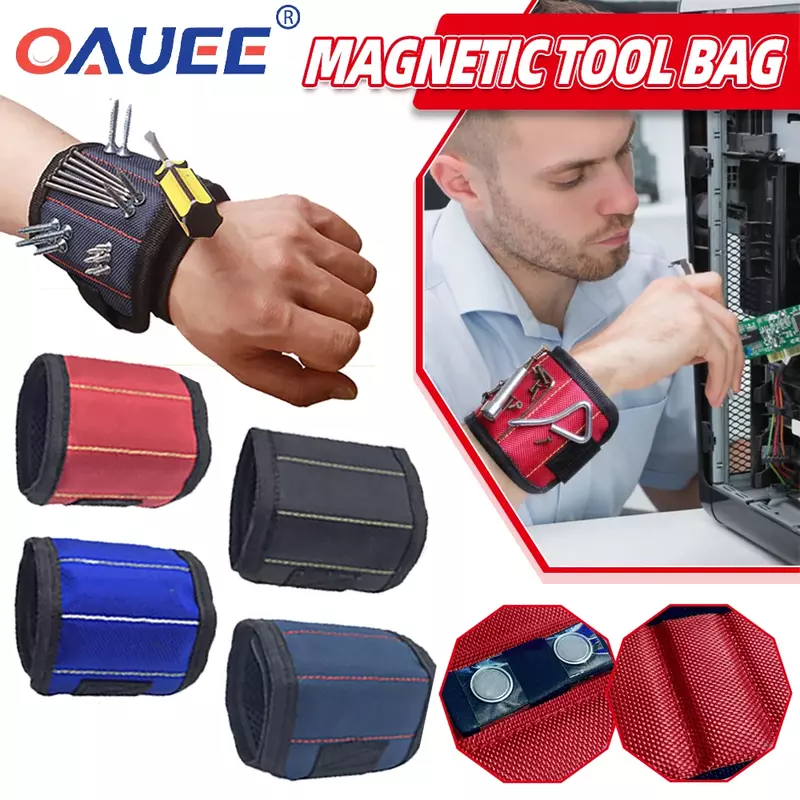 Portable Magnetic Tool Bag Wristband Woodworking Electrician Wrist Tool Belt Screws Nails Drill Bits Holder Repair Tools Belt