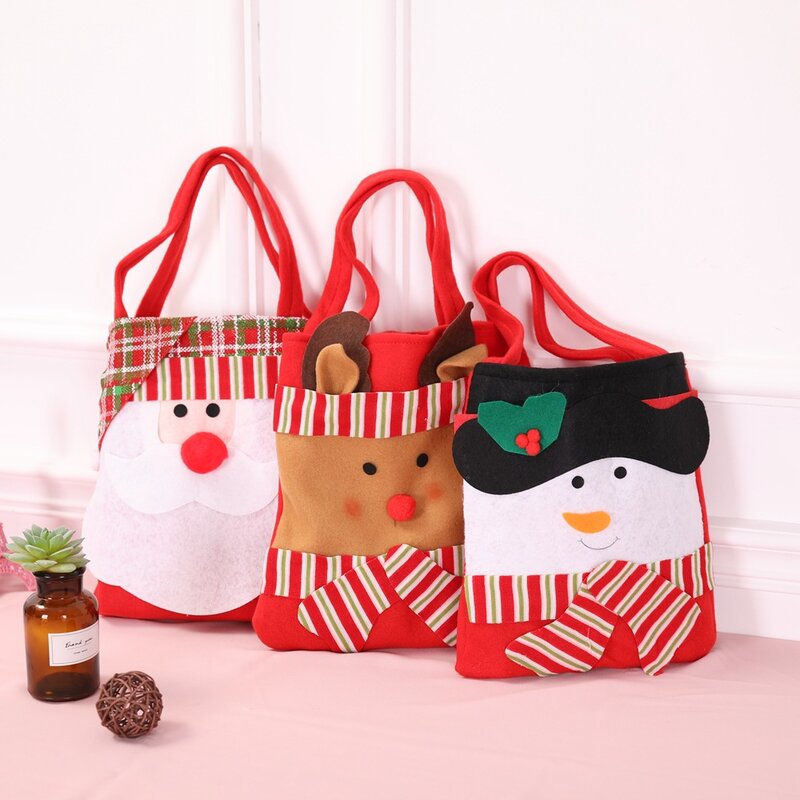 Santa Claus Schneemann Geschenkt üte Süßigkeiten Dekoration Vlies Handtasche