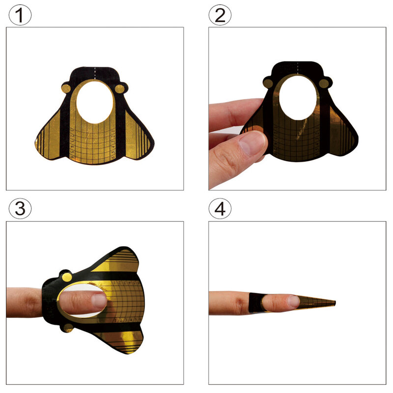 20/50/100 stücke Nagel Form Gold Gel Nail art Tip Erweiterung Leitfaden Werkzeuge für Salon Nägel Pflege werkzeug