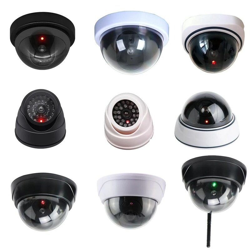 กล้องโดมปลอมจำลองไฟกระพริบ LED ตรวจจับขโมยขโมยกล้องดัมมี่ไร้สายระบบรักษาความปลอดภัยสำนักงานบ้าน