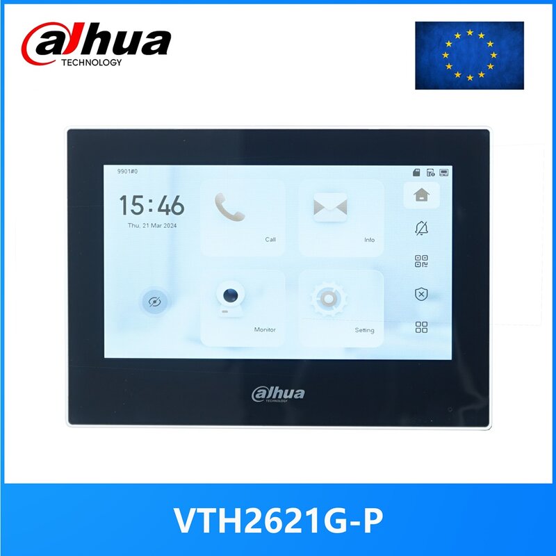 Dahua VTH2621GW-P / VTH2621G-P 802.3af PoE Monitor dalam ruangan sentuh 7 inci, Monitor bel pintu, interkom Video, kartu SD 32GB bawaan