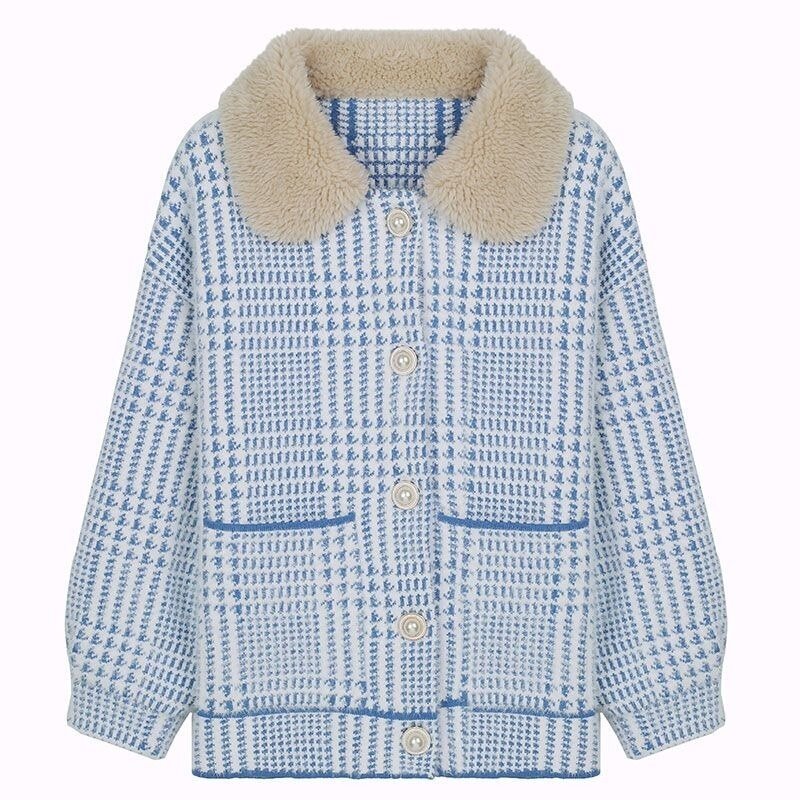 Abrigo corto de lana de visón de imitación para mujer, cárdigan superior versátil, abrigo suelto de moda, otoño e invierno, 2023